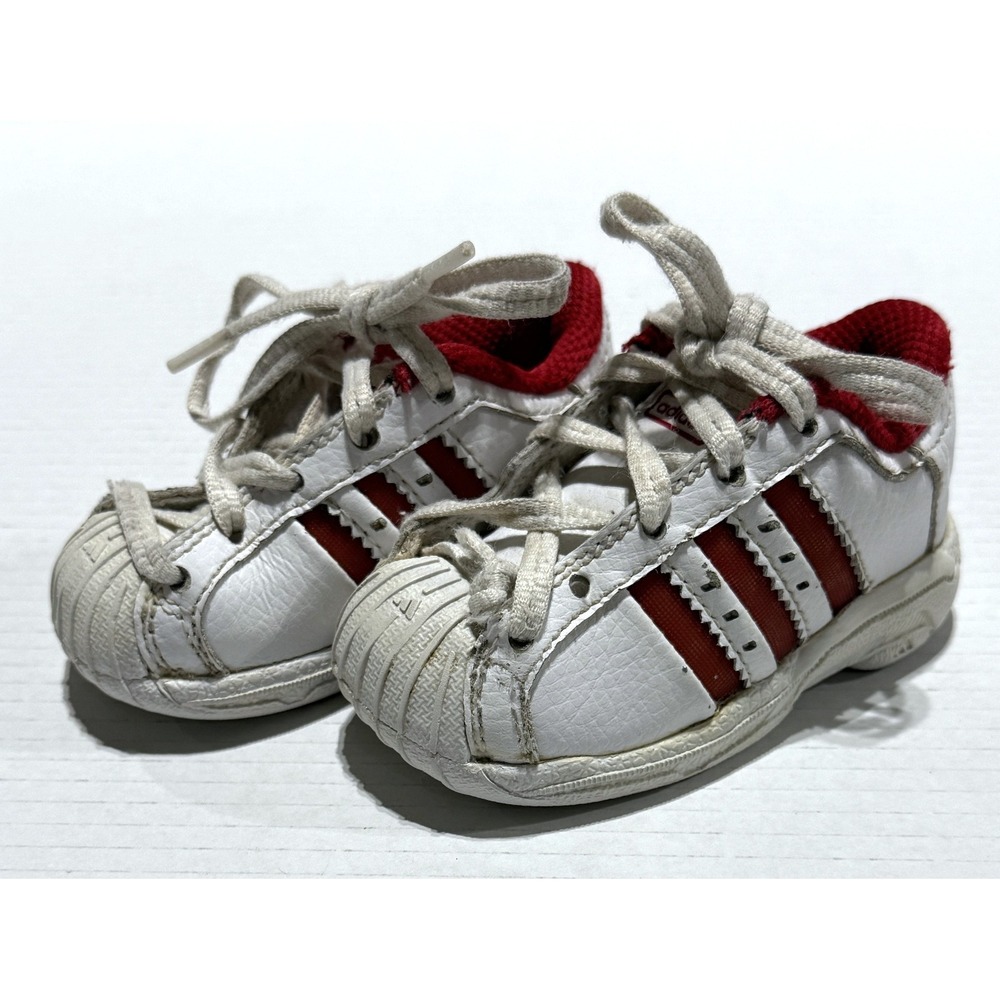ADIDAS SUPERSTAR adiFIT - Vintage Red & White Rubber Toe Shoes - Toddler Size 4K